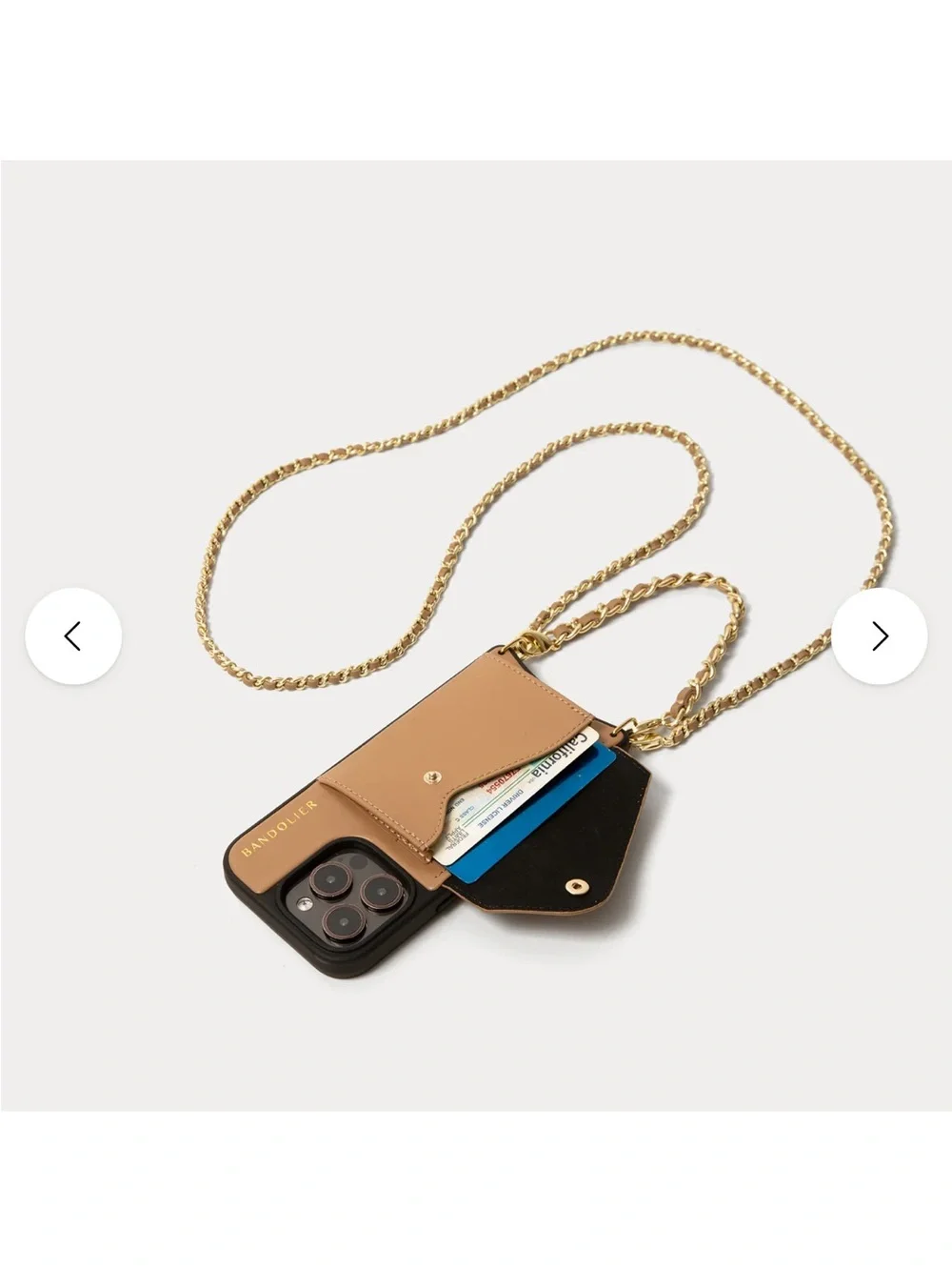 Bandolier Lily duet Tan/ Gold phone Leather Crossbody and wristlet set.